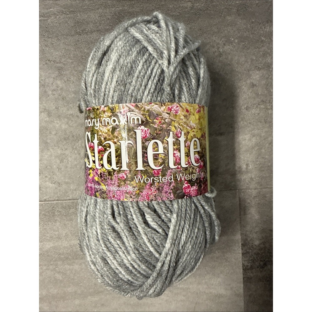 Mary Maxim Starlette Yarn - Grey Heather - 100% Ultra Soft Premium Acrylic Yarn
